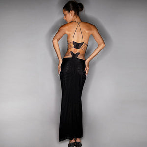 Alia Mesh Halter Maxi Dress