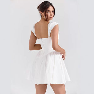 European And American Waist Slimming Pleated Slim White Dress Skirt