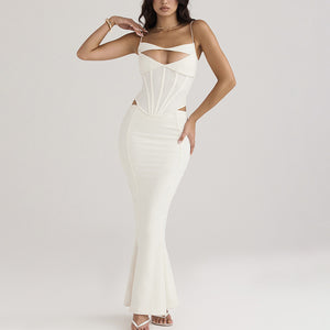 Deneuve Fishbone Corset Cutout Gown