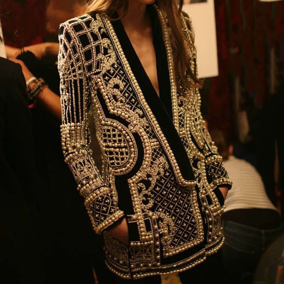 Pearl Perfection-Embellished Blazer Dress