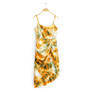 Orange Tie Dye Print Structured Dress