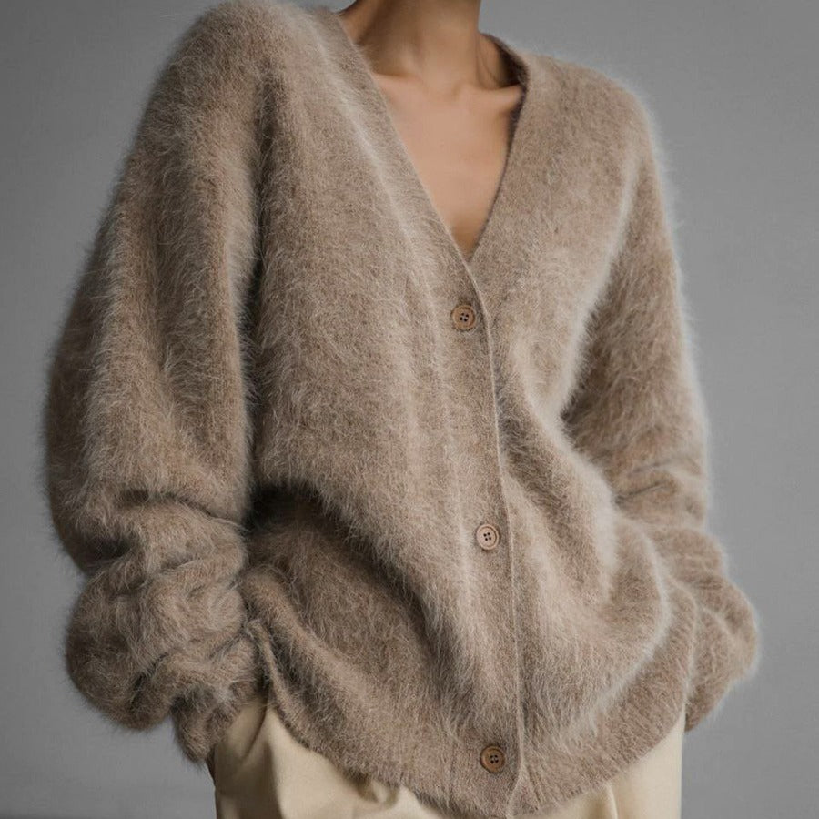 Knitted V-Neck Longline Cardigan