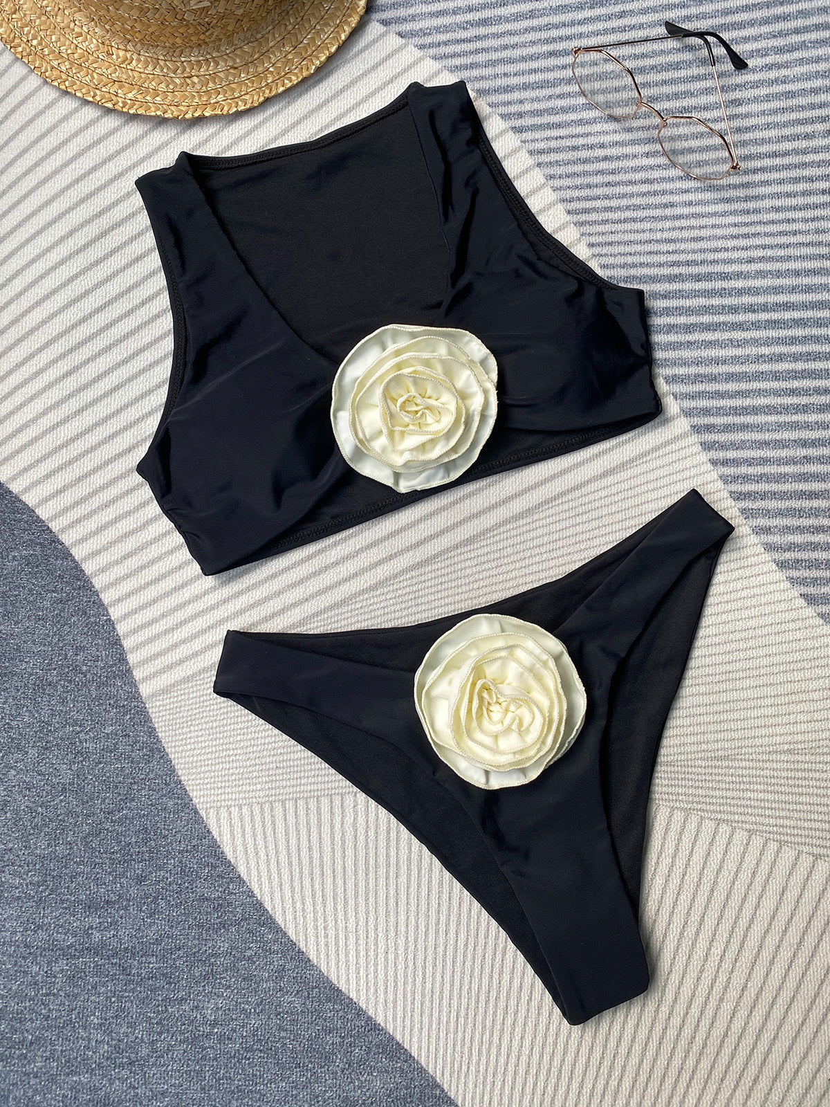 Rosalie 3D Floral Triangle Bikini Set