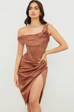 Sienna Off-Shoulder Corset Midi Dress