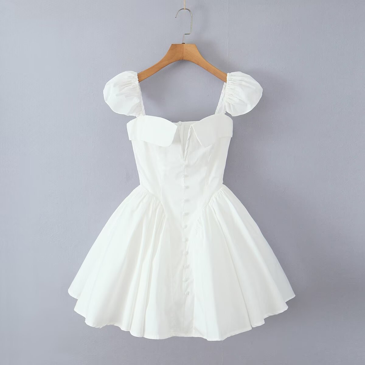 European And American Waist Slimming Pleated Slim White Dress Skirt