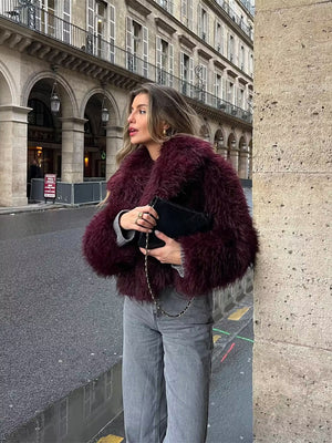 Liva-  Plum Fur Coat