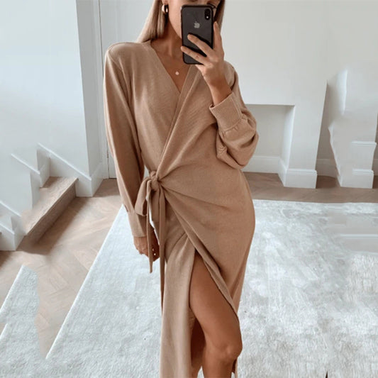 Amelia Oversized Batwing Sweater Midi Dress<br>