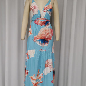 Women's Clothing Halter Lace-up Marine Life Print Dress