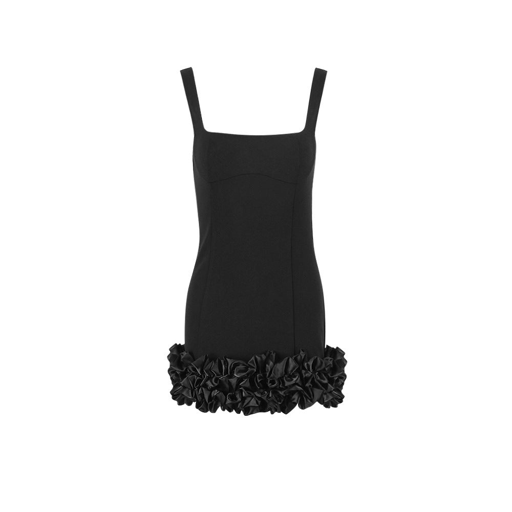 Black Ruffle Slip Dress