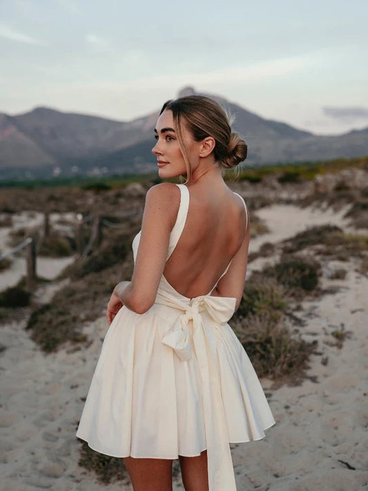 Bianca Lace-Up Back Bow Midi Dress