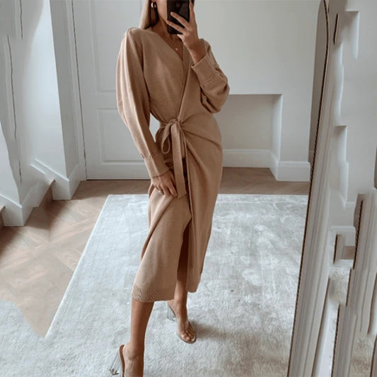 Amelia Oversized Batwing Sweater Midi Dress<br>