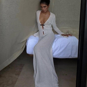Ayla Dress – White Crochet