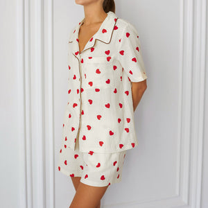 Zoe Heart Print Jersey PJ Short Set