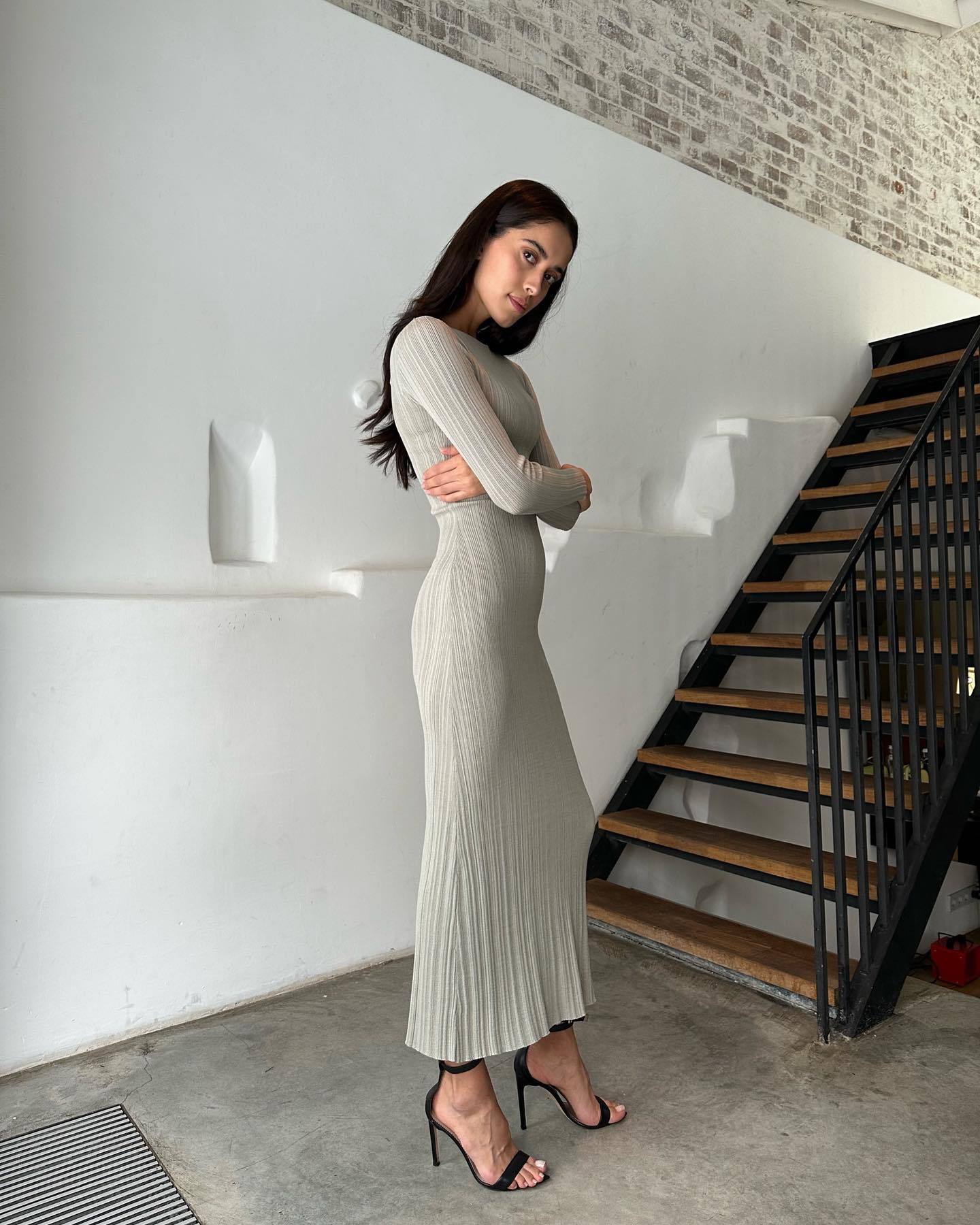 Harper - Solid Maxi Long Sweater Dress Knitted Ankle Length Dress