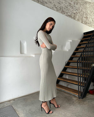 Harper - Solid Maxi Long Sweater Dress Knitted Ankle Length Dress