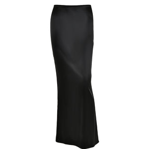 All-matching Sheath Long Satin Skirt