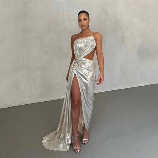 Lucia Shimmering Asymmetric Midi Dress