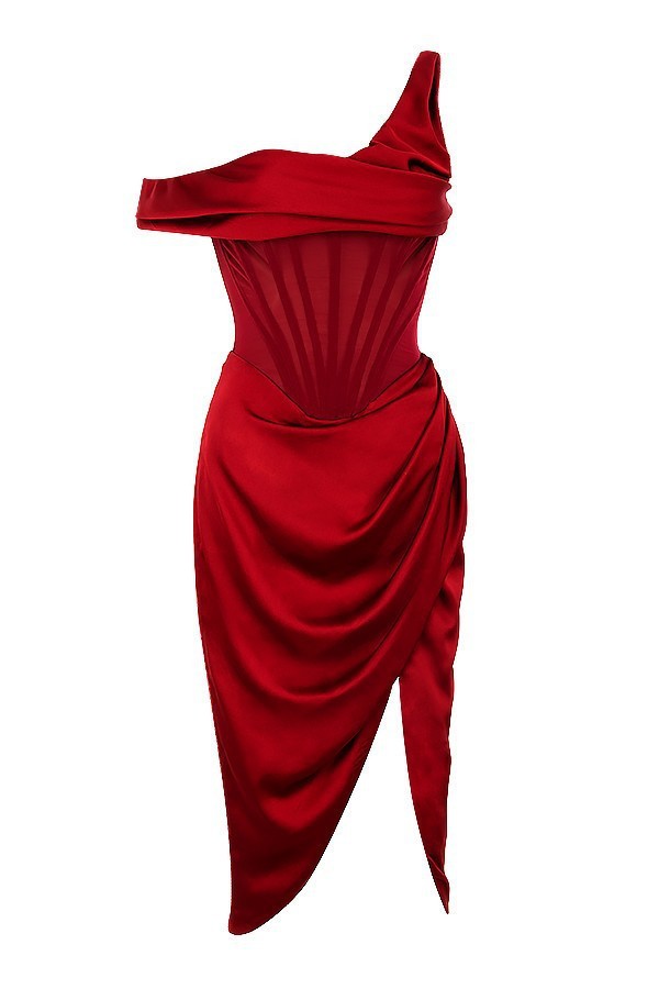 Sienna Off-Shoulder Corset Midi Dress