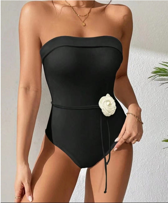 Ksenia Halter Neck 3D Flower One-Piece Swimsuit