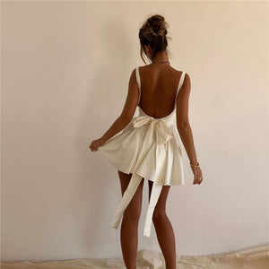 Bianca Lace-Up Back Bow Midi Dress