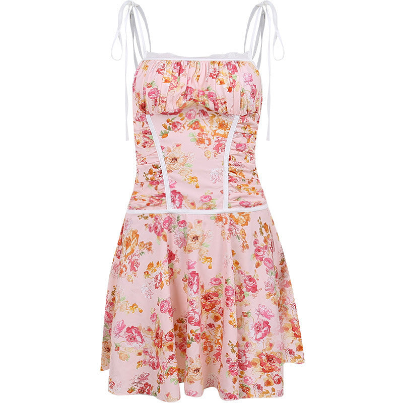 Women's Sling Waist Slimming Floral Dress