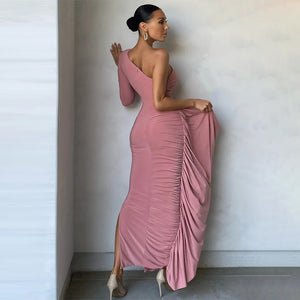 Rose Pink Asymmetric Maxi Dress