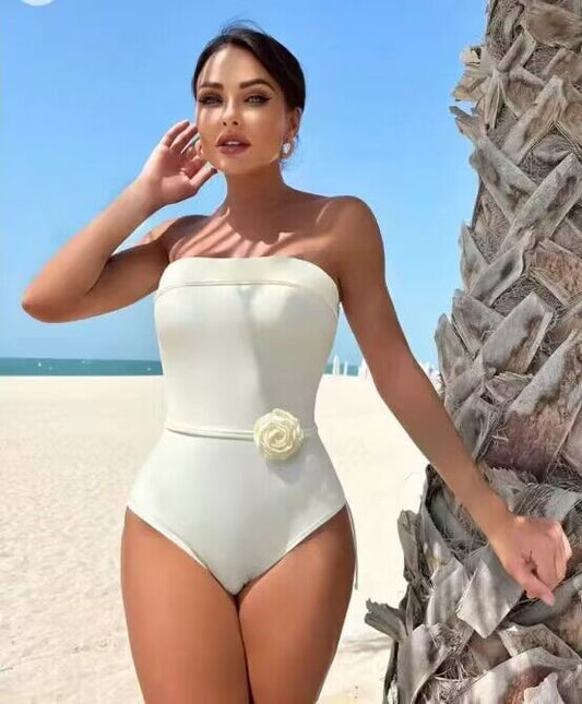 Ksenia Halter Neck 3D Flower One-Piece Swimsuit