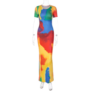 Sunset Swirl Tie-Dye Maxi Dress