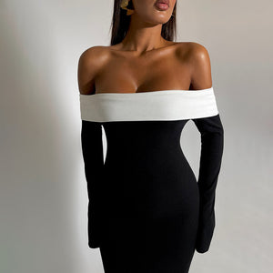 Olivia Off Shoulder Long Sleeve Bodycon Fishtail Maxi Dress