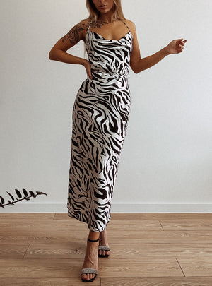 Serengeti Nights Chiffon Zebra Maxi Dress