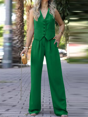 Natalie Sleeveless Vest Top & Long Pants Set