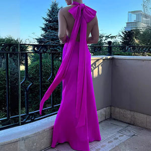 Misha Evianna Satin Gown - Hot Pink