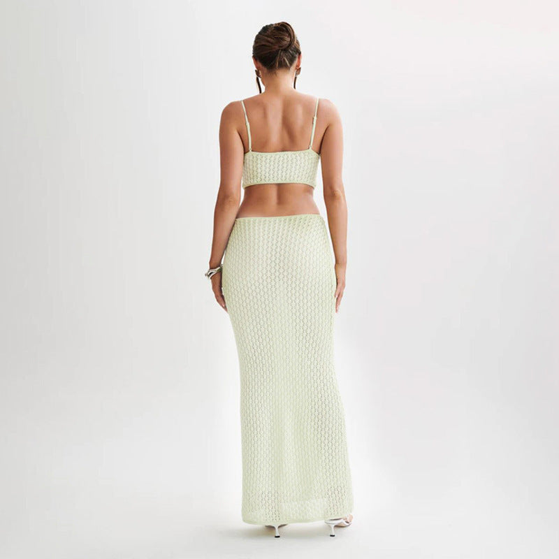 Amara Ivory Knit Cut-Out Maxi Dres