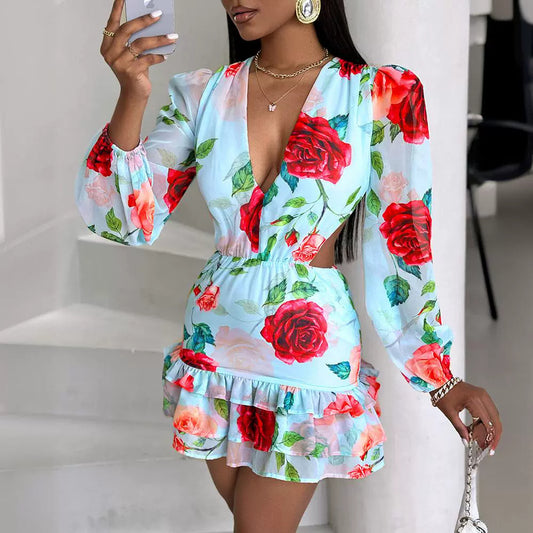 Isabelle Floral Print Ruffled Mini  Dress