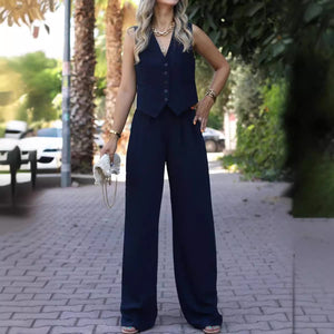Natalie Sleeveless Vest Top & Long Pants Set