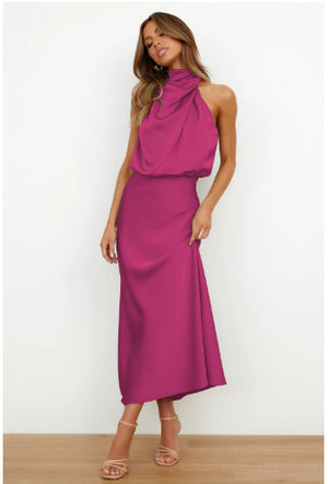 Aria Satin Halter Dress