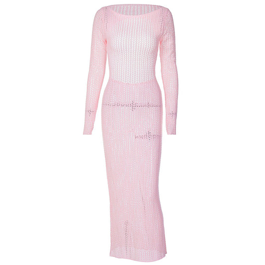 Backless Sweater Knitted Dress Women's Clothing