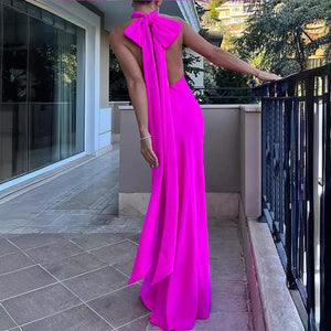 Misha Evianna Satin Gown - Hot Pink