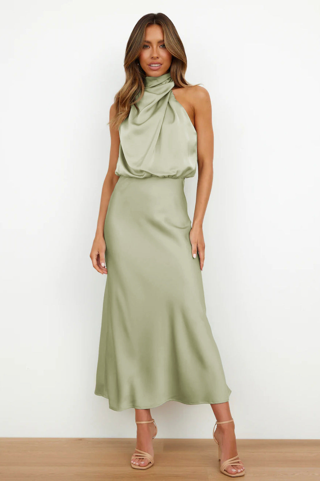 Aria Satin Halter Dress