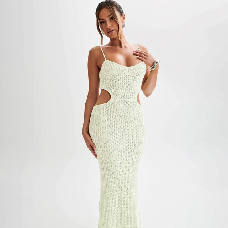 Amara Ivory Knit Cut-Out Maxi Dres