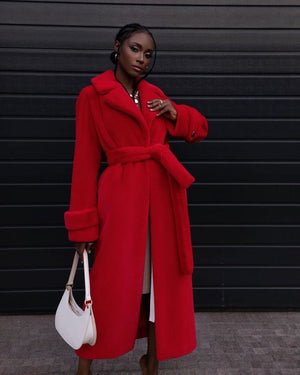 Elene Red Faux Fur Coat