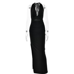 Ingrid Halter Backless Long Split Dress