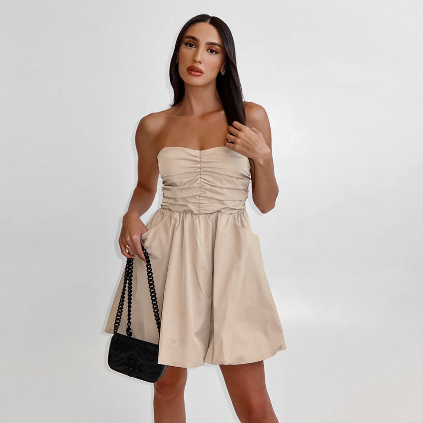 Zoe Pleated Tube Midi Dress