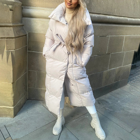 Malina -  Quilted Long Belted Puffer Coat