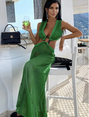 Emerald Maxi Dress V-neckline
