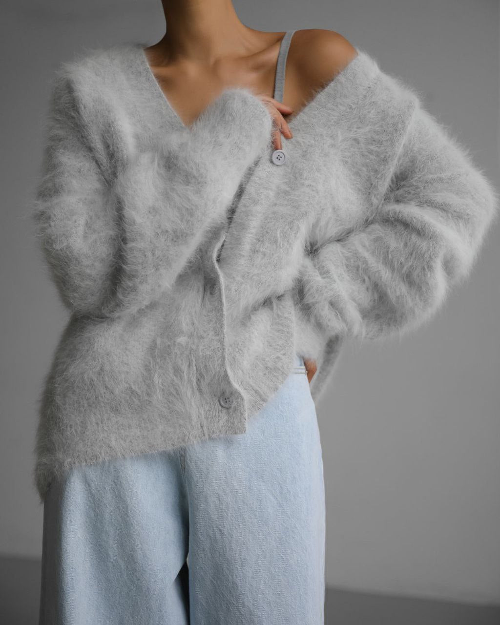 Knitted V-Neck Longline Cardigan