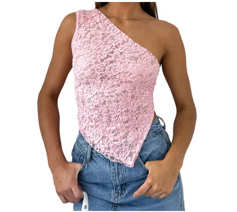 Arianna Lace Backless Asymmetrical Vest Top