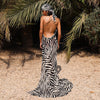 Serengeti Nights Chiffon Zebra Maxi Dress