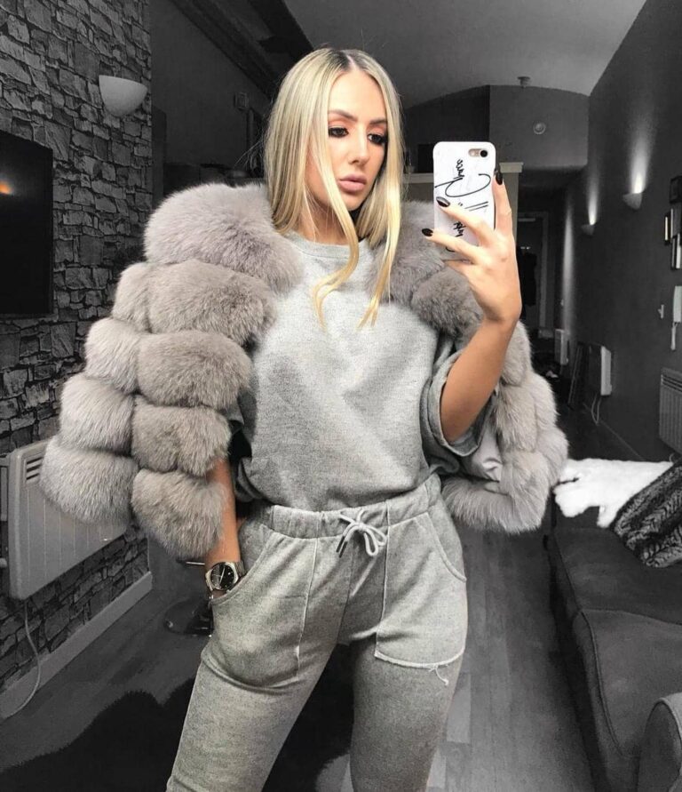 Saga Bubble Cropped Faux Fur Coat - Grey