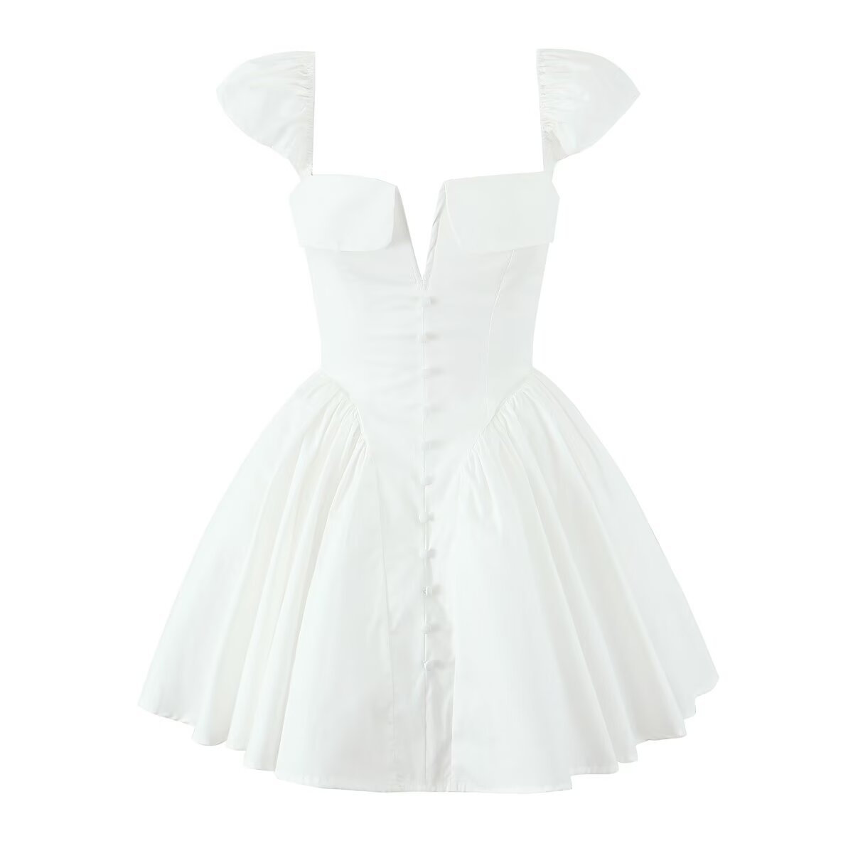 European And American Waist Slimming Pleated Slim White Dress Skirt